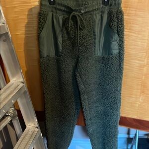 No Boundaries Dark Green Sherpa Joggers